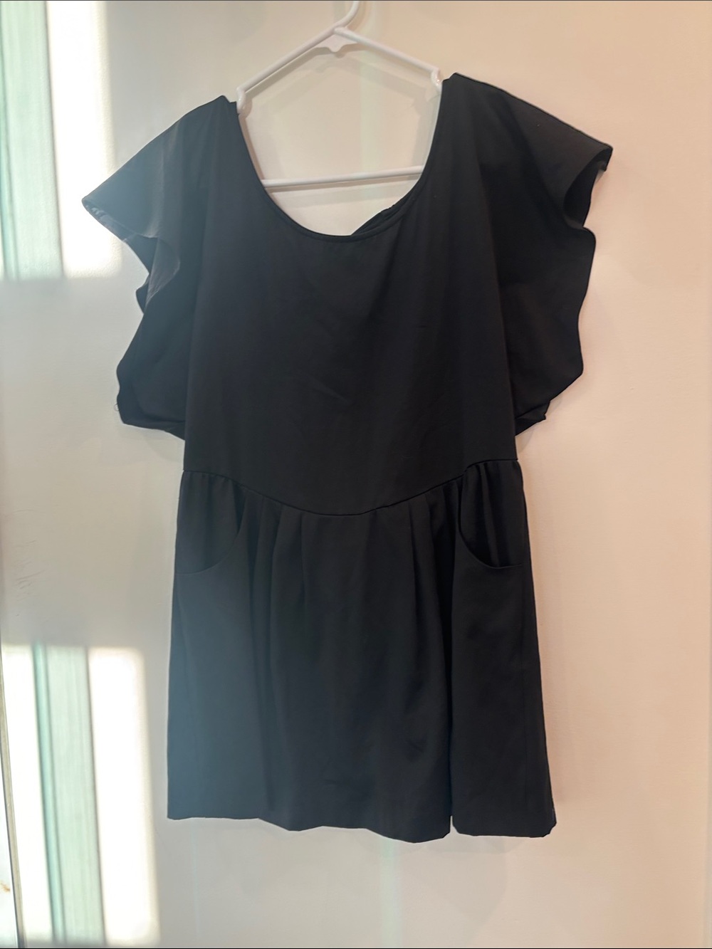 Free People Black Ruffle Top with open/tie back